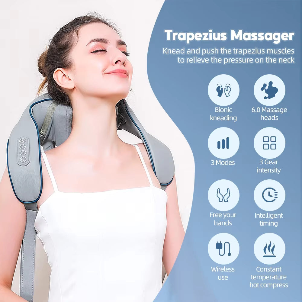 20W Wireless Trapezius Neck & Shoulder Kneading Massager