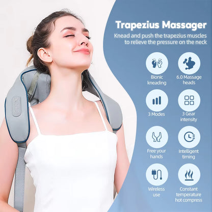 20W Wireless Trapezius Neck & Shoulder Kneading Massager