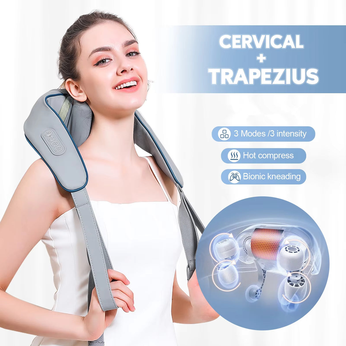 20W Wireless Trapezius Neck & Shoulder Kneading Massager
